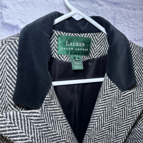 Lauren Ralph Lauren Double Breasted Wool Herringbone Coat Womens 12 Vintage USA - Picture 7 of 13